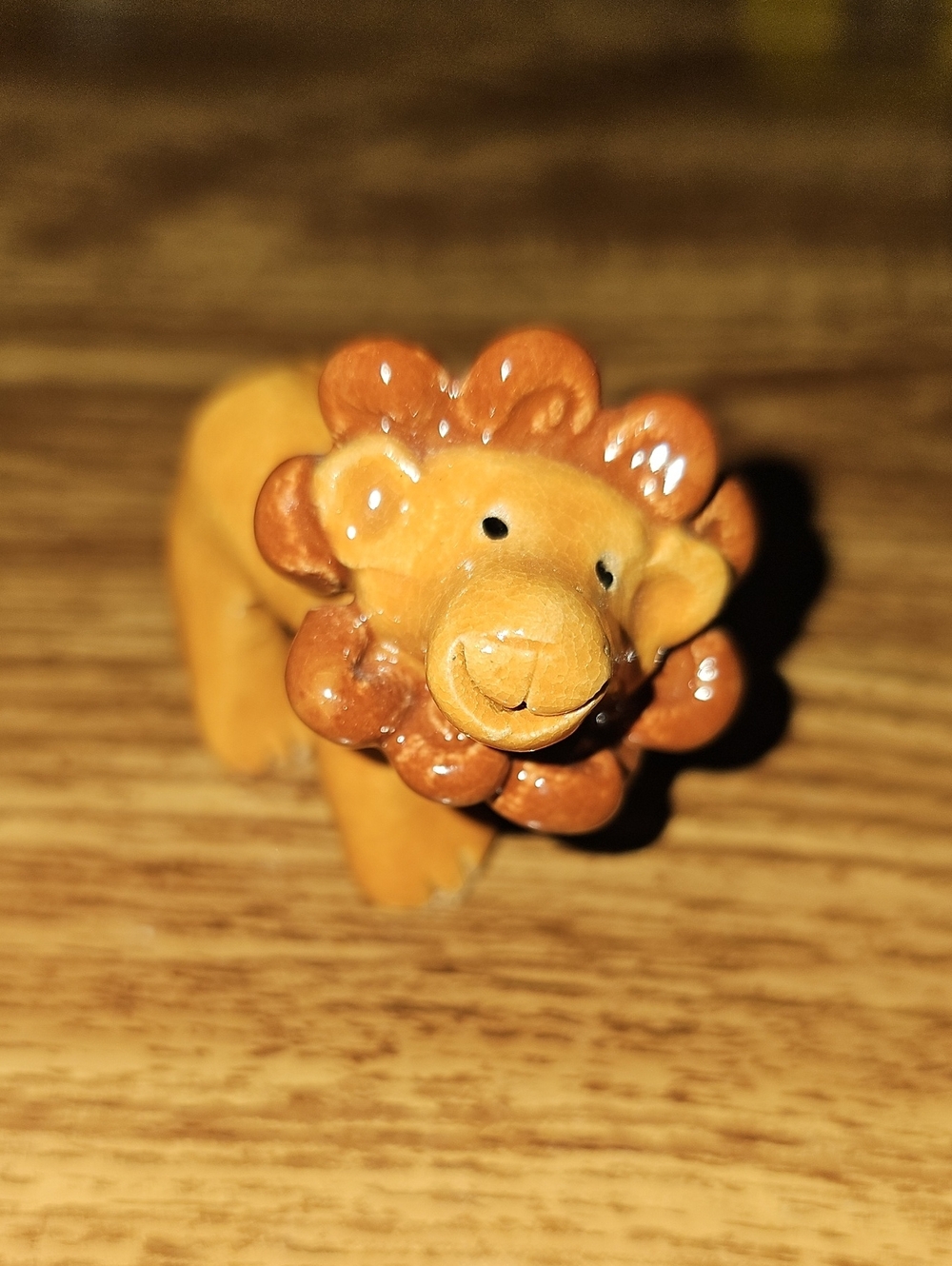 Lion Small Ceramic Figurine - Brown and Tan